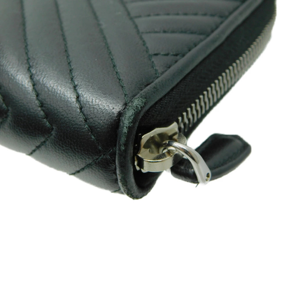 PRADA wallet long Saffiano leather zip around quilted triangle round zip black - Picture 9 of 10
